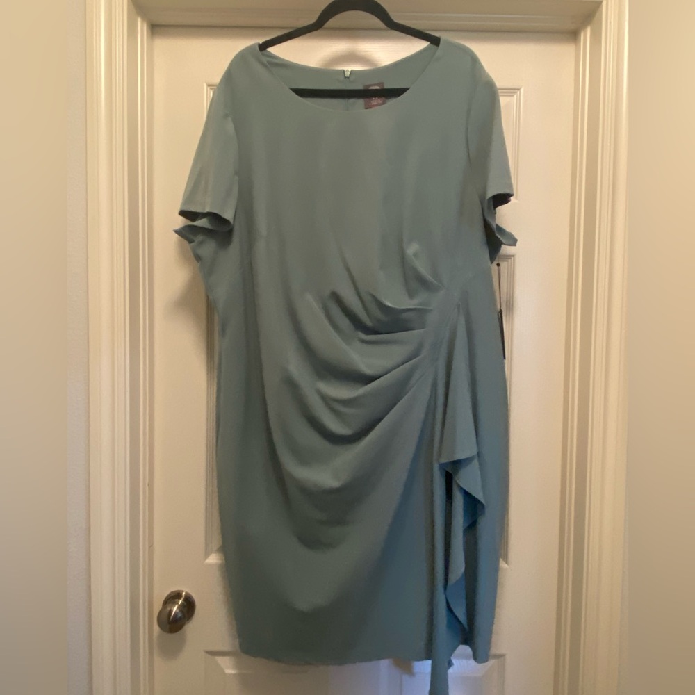 Sage Green Side Rouche Dress - Classy Dress, Size 24W